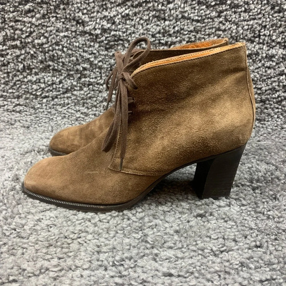 Ralph Lauren Purple Label Brown Suede Block Heel Bootie 9 B - Picture 1 of 9